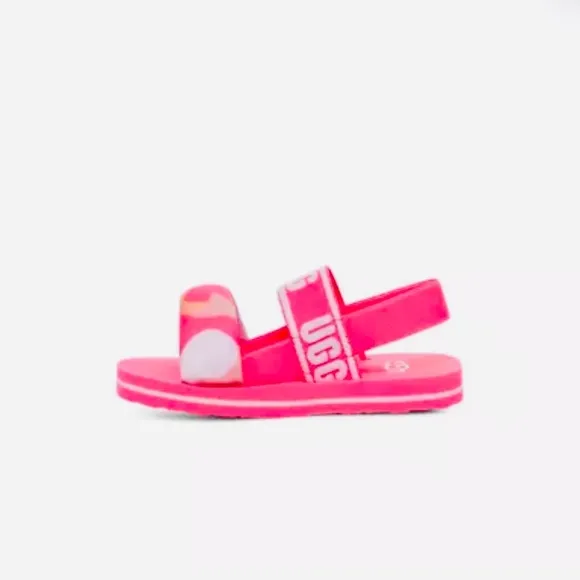 UGG Zuma Kids Women’s Camo Hot Pink Sling Slides Size J 5 W 7 NWT
