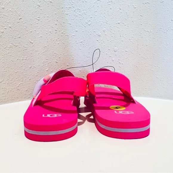 UGG Zuma Kids Women’s Camo Hot Pink Sling Slides Size J 5 W 7 NWT