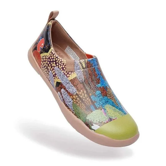 UIN Women's Walking Shoes Slip On Microfiber Casual Comfort Loafers (Sea Life)