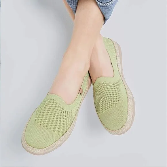 UIN Women's Espadrilles Knitted Casual Shoes Marbella II (Light Green)