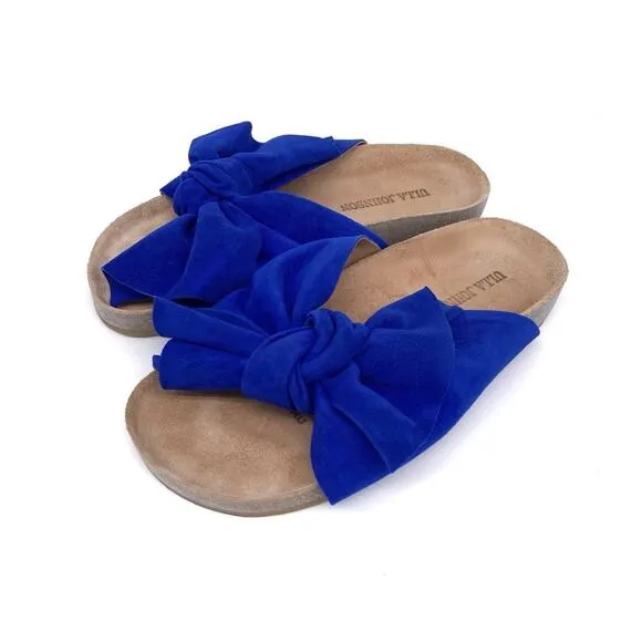 ULLA JOHNSON Ingrid Slide Sandal Cobalt Blue Suede 36