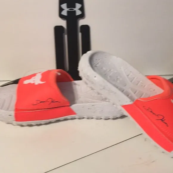 Under Armour Project Rock 3 After Burn/White Unisex Slides M 10 W 11.5