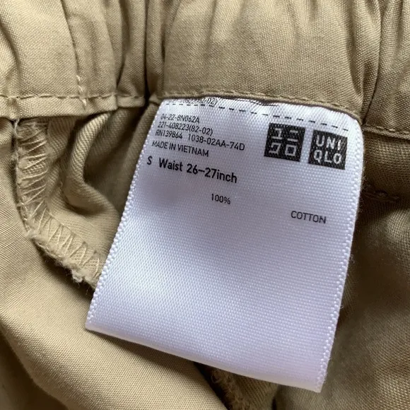 UNIQLO Women Drape Belted Shorts Elastic High Rise Mom Camp Tan Sand Ruffled