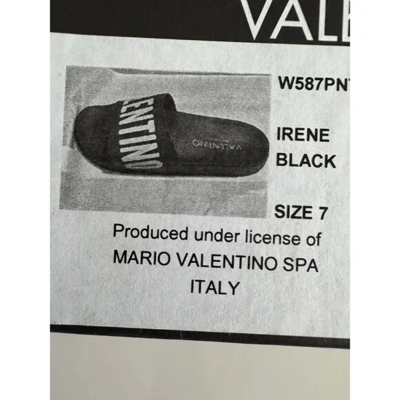 VALENTINO Black Stripe Contrast Irene Slip On Slide Sandal Designer MP$300 Sz 7