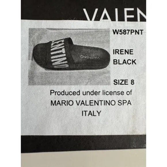 VALENTINO Black Stripe Contrast Irene Slip On Slide Sandal Designer MP$300 Sz 8
