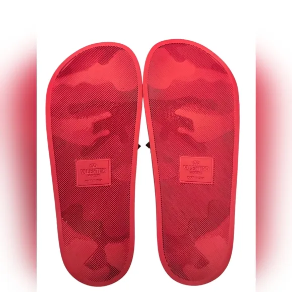 Valentino Red Rubber Rockstud Slide Sandals - Size 39/US 8