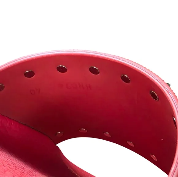 Valentino Red Rubber Rockstud Slide Sandals - Size 39/US 8