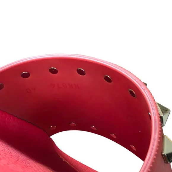 Valentino Red Rubber Rockstud Slide Sandals - Size 39/US 8