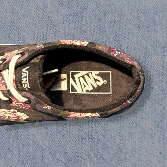 Vans Authentic Women’s Pink &amp; Grey Floral Checkered Sneakers - Size 10.5