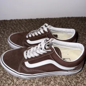 Vans Brown and White Skate Sneakers with Suede Finish