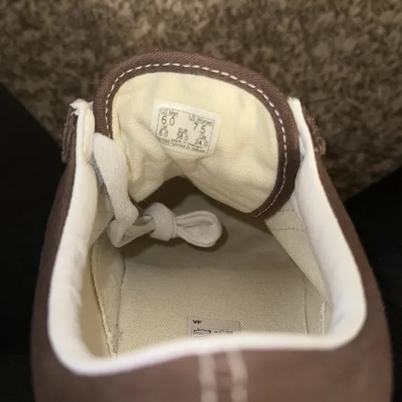 Vans Brown and White Skate Sneakers with Suede Finish