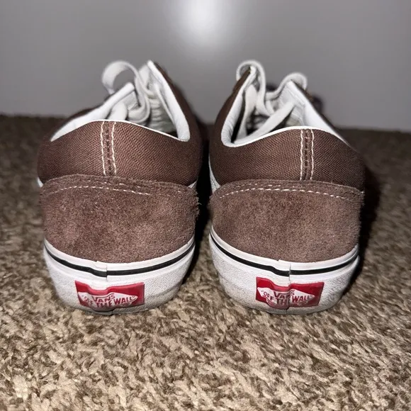 Vans Brown and White Skate Sneakers with Suede Finish