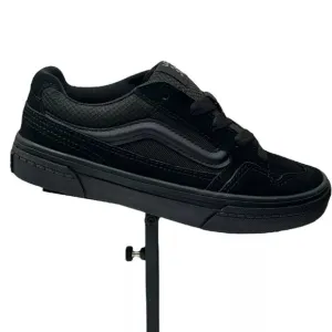 Vans Caldrone Youth Boy's Suede Sneakers Size 2Y Solid Black Classic Style Shoes