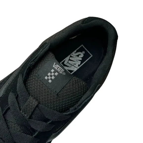 Vans Caldrone Youth Boy's Suede Sneakers Size 2Y Solid Black Classic Style Shoes