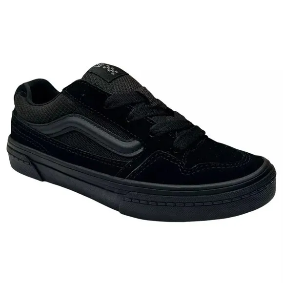 Vans Caldrone Youth Boy's Suede Sneakers Size 3 Solid Black Classic Style Shoes