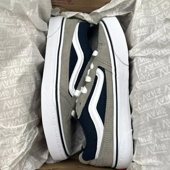 Vans Caldrone Youth Boy's Suede Sneakers Size 5 Gray/Navy Blue Classic Style