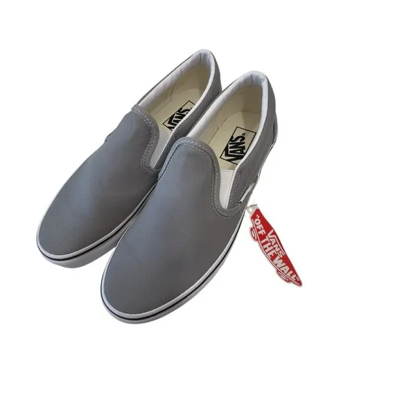 Vans Mens Unisex Classic Slip-On Sneakers Gray Size 8 Women SZ 9.5