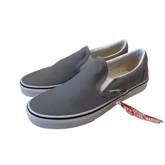 Vans Mens Unisex Classic Slip-On Sneakers Gray Size 8 Women SZ 9.5