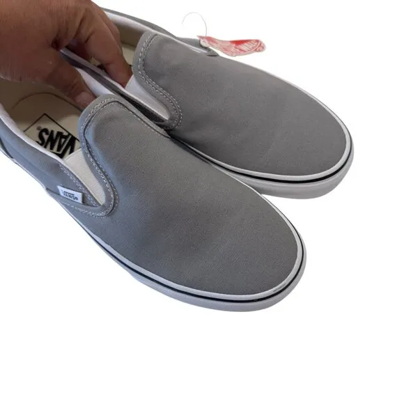 Vans Mens Unisex Classic Slip-On Sneakers Gray Size 8 Women SZ 9.5