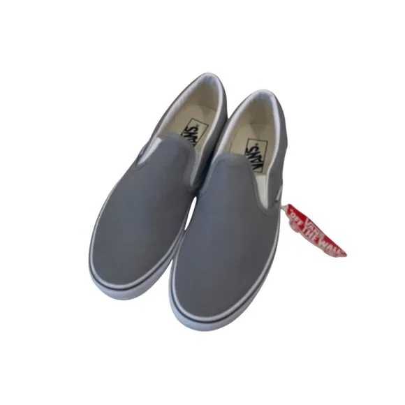 Vans Mens Unisex Classic Slip-On Sneakers Gray Size 8 Women SZ 9.5