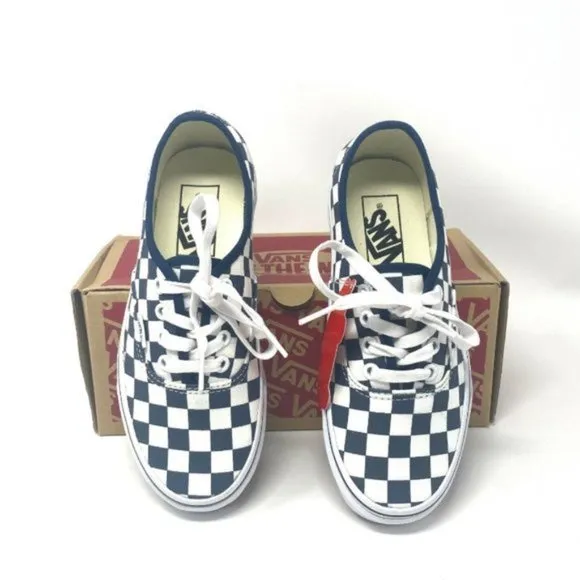 VANS Original Authentic DRS Checkerboard Dark Blue White Kids Sneakers OA2Z5IKLS