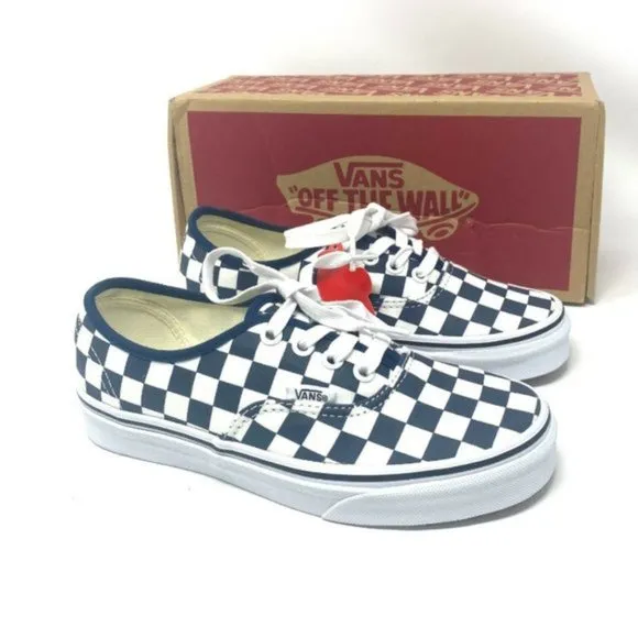 VANS Original Authentic DRS Checkerboard Dark Blue White Kids Sneakers OA2Z5IKLS