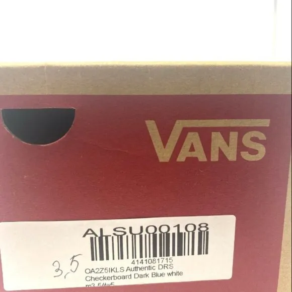 VANS Original Authentic DRS Checkerboard Dark Blue White Kids Sneakers OA2Z5IKLS