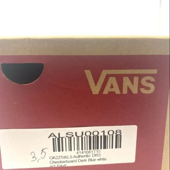 VANS Original Authentic DRS Checkerboard Dark Blue White Kids Sneakers OA2Z5IKLS