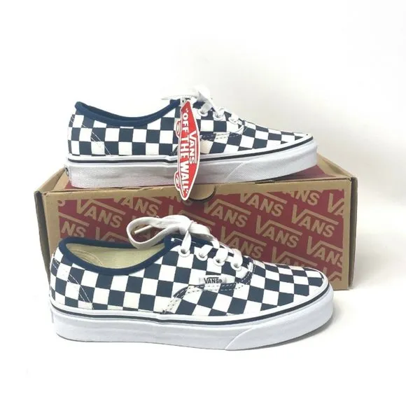 VANS Original Authentic DRS Checkerboard Dark Blue White Kids Sneakers OA2Z5IKLS