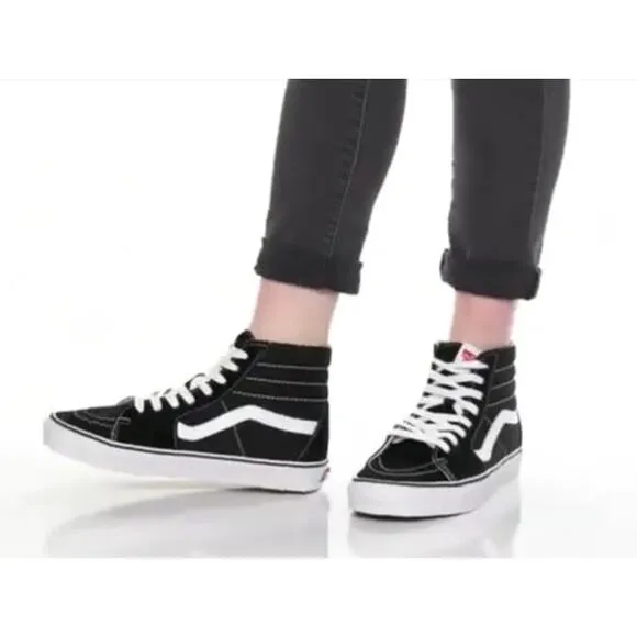 VANS Unisex SK8 Hi Black High Top Skate Shoe Off Wall Iconic Sneakers M 9.5 W 11