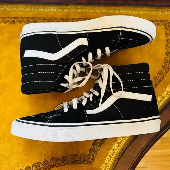 VANS Unisex SK8 Hi Black High Top Skate Shoe Off Wall Iconic Sneakers M 9.5 W 11