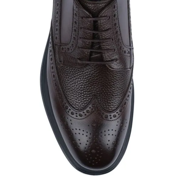VELLAPAIS Mare Leather Wingtip Sneakers Shoes Size 12 Dark Brown NEW