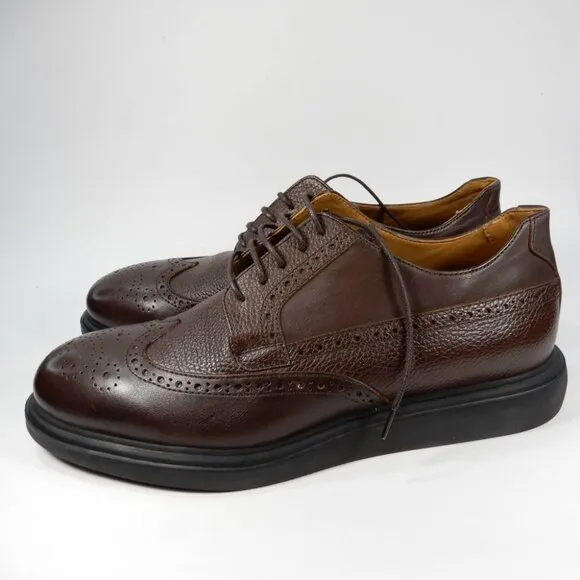 VELLAPAIS Mare Leather Wingtip Sneakers Shoes Size 12 Dark Brown NEW