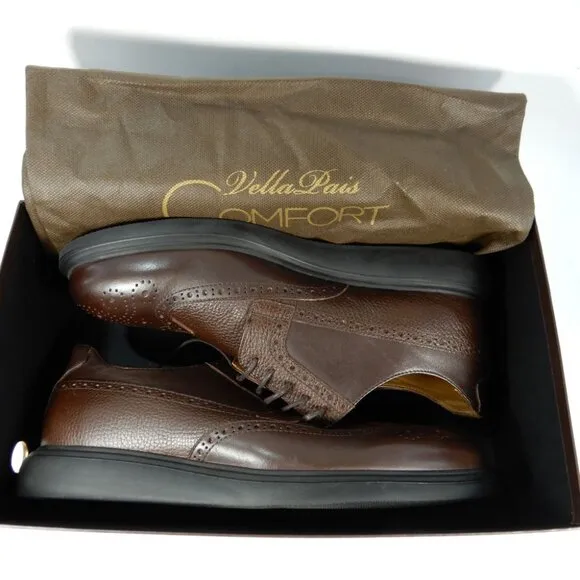 VELLAPAIS Mare Leather Wingtip Sneakers Shoes Size 12 Dark Brown NEW