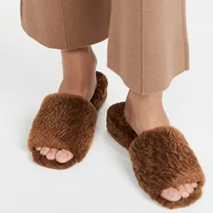 Veronica  Beard Desiree Genuine Shearling Slides Sandals