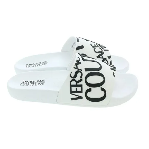 Versace Jeans Couture White Signature Pool Slide