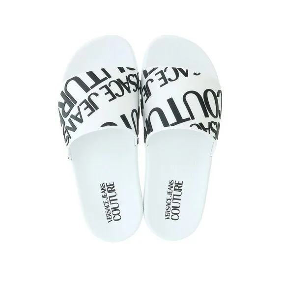 Versace Jeans Couture White Signature Pool Slide
