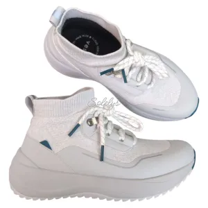 Vessi Stormburst White Frost Grey High Top Knit Waterproof Sneaker Boot Womens 6