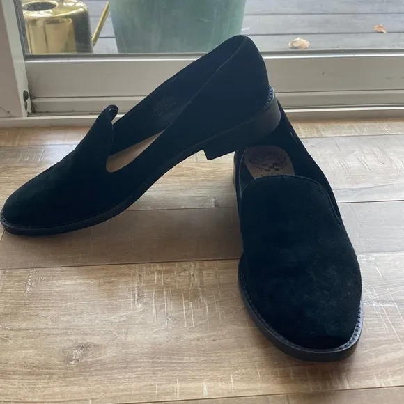 Vince Camuto Black Suede Leather Loafers-6.5