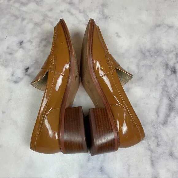 Vince Camuto Eckinti Pecan Patent Leather Heeled Loafers