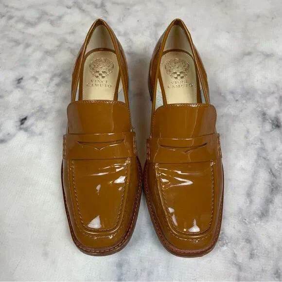 Vince Camuto Eckinti Pecan Patent Leather Heeled Loafers