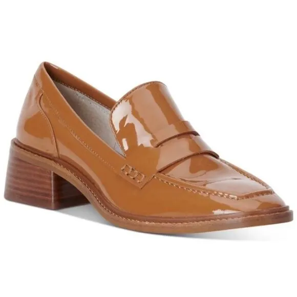 Vince Camuto Eckinti Pecan Patent Leather Heeled Loafers
