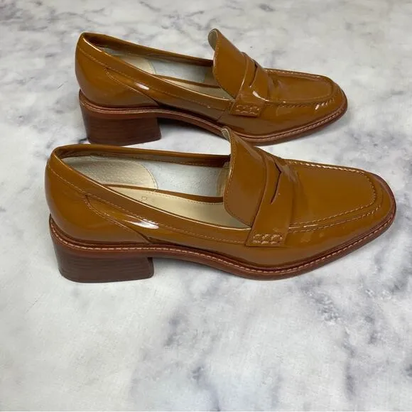 Vince Camuto Eckinti Pecan Patent Leather Heeled Loafers