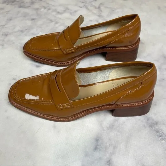 Vince Camuto Eckinti Pecan Patent Leather Heeled Loafers