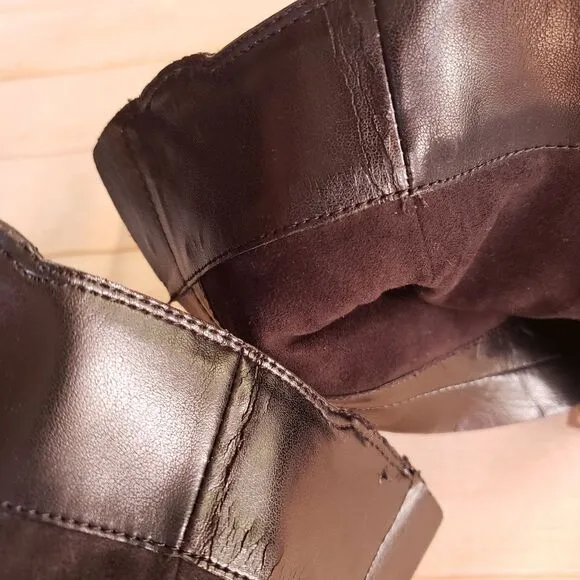 Vince Camuto Leather Welton Round Toe Boots Buckles Quilted Black Size 8M