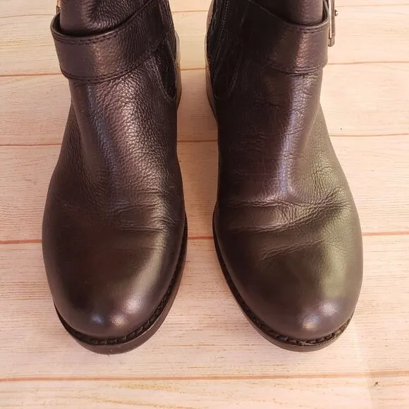 Vince Camuto Leather Welton Round Toe Boots Buckles Quilted Black Size 8M