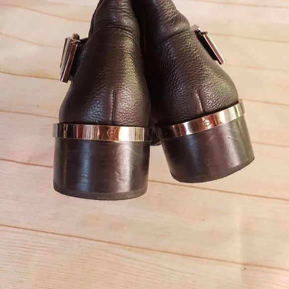 Vince Camuto Leather Welton Round Toe Boots Buckles Quilted Black Size 8M