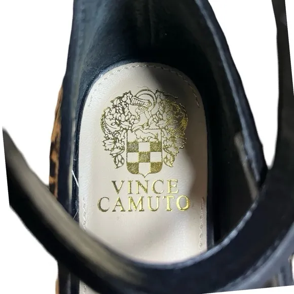 Vince Camuto Leopard Print Calf Hair Ankle Strap Flats 7M - New Without Box