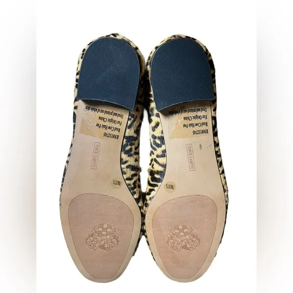 Vince Camuto Leopard Print Calf Hair Ankle Strap Flats 7M - New Without Box