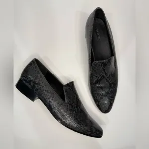 Vince Lena Snakeskin-Embossed Leather Loafers Size 8.5